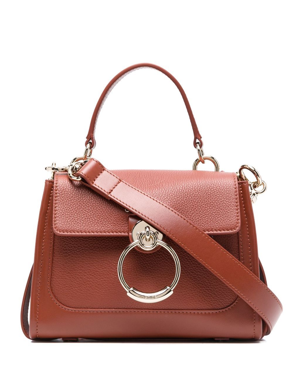 Chloé Tess Mini Leather Handbag In Brown