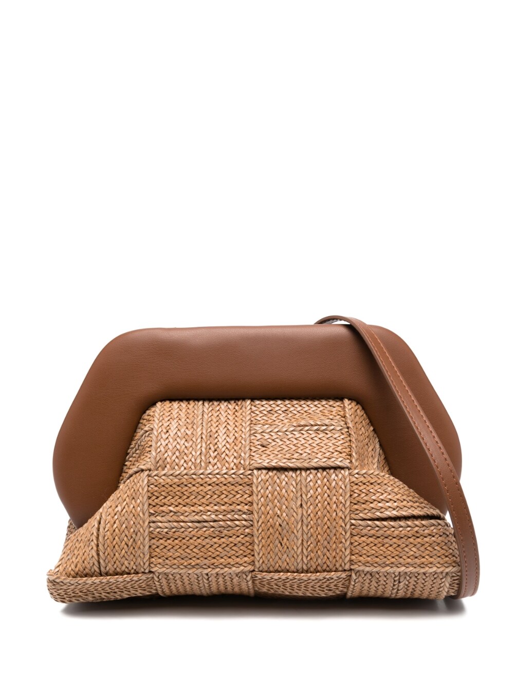 Themoire' Tia Weaved Straw Clutch Bag In Brown