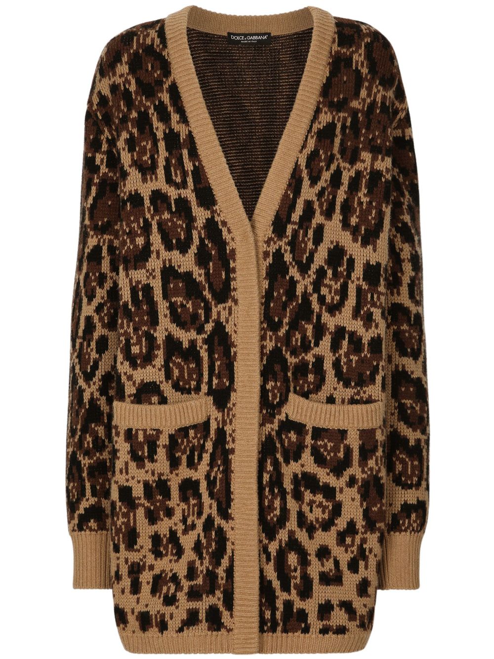 DOLCE & GABBANA- Leopard Print Cashmere Cardigan