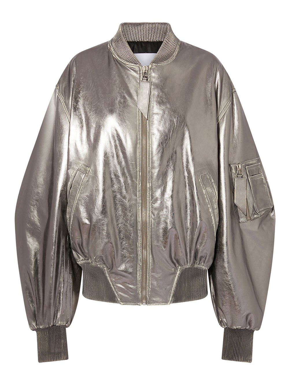 THE ATTICO- Mirrored Leather Bomber Jacket - Runway