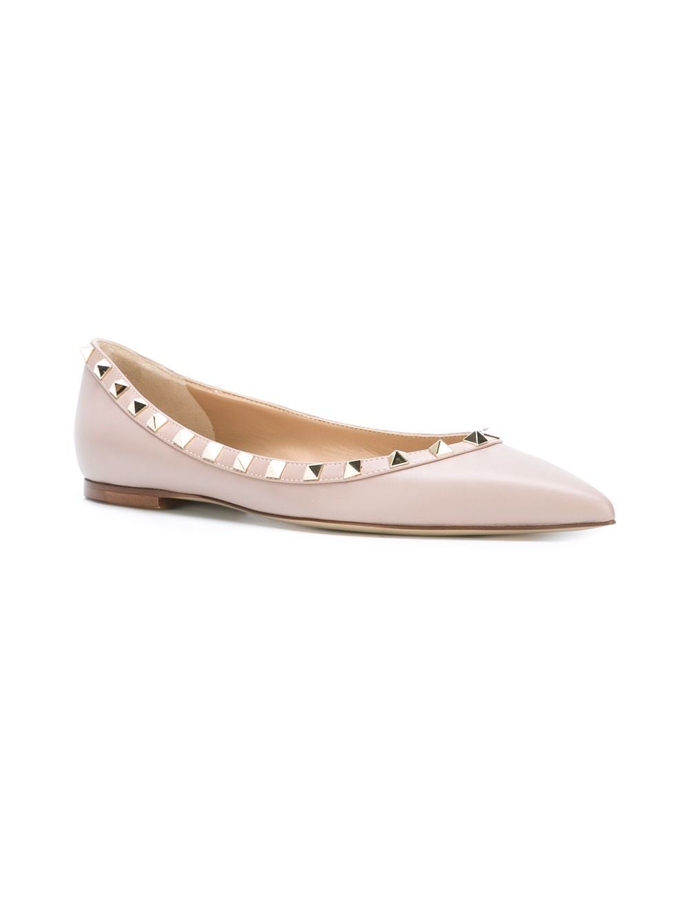 Shop Valentino Rockstud Leather Ballet Flats In Pink