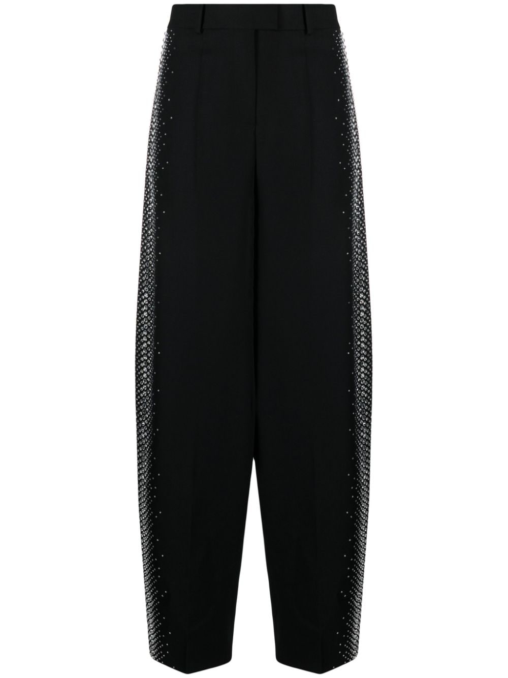 Attico Rhinestones Detail Gabardine Trousers In Black