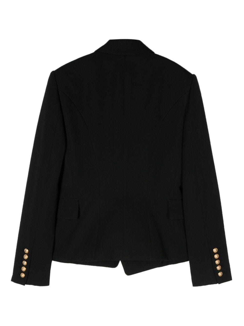 Shop Balmain Double-breasted Wool Blazer In Black