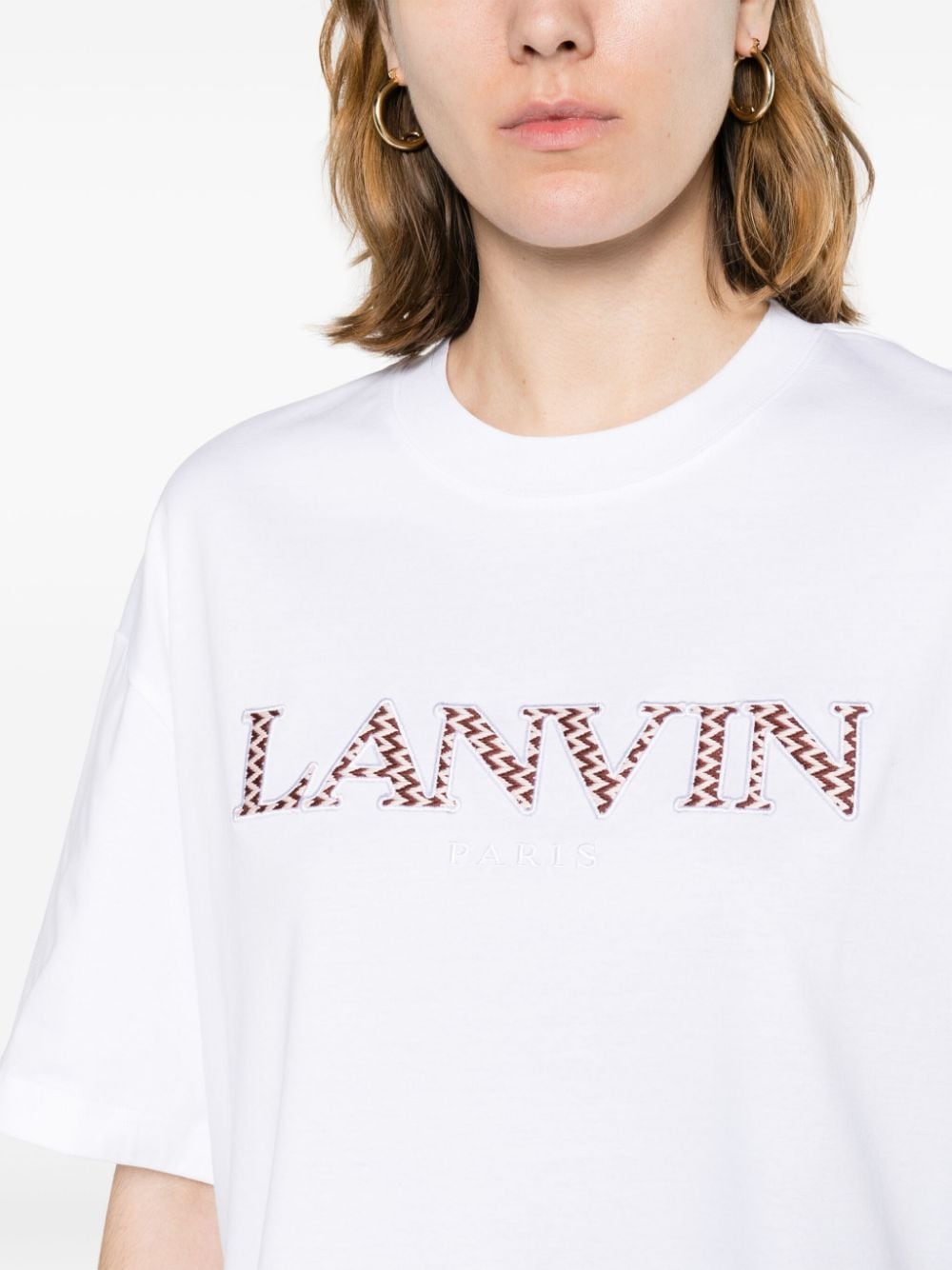 Shop Lanvin Logo Cotton T-shirt In White