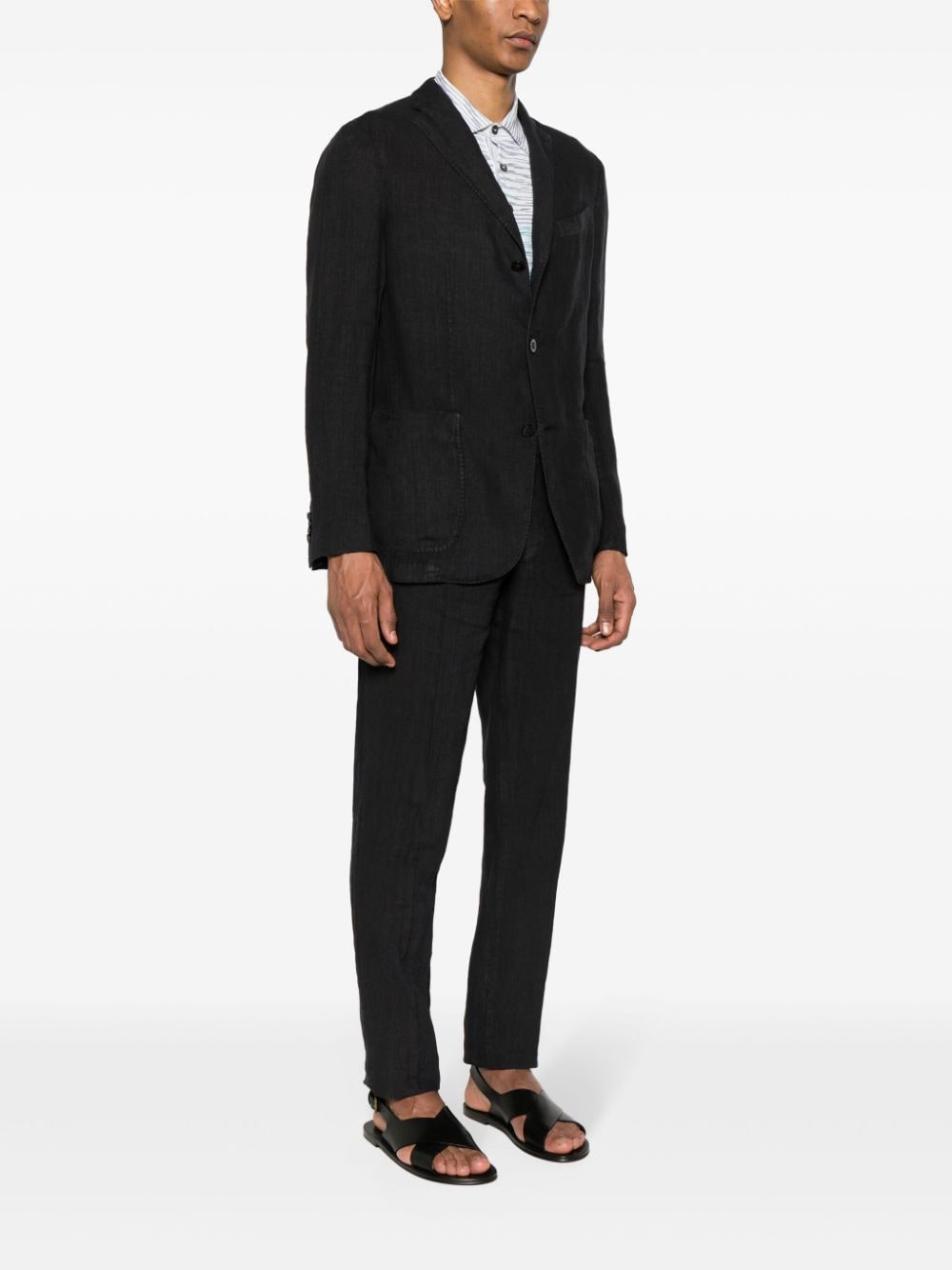 Shop Boglioli Linen Single-breasted Suit In Blue