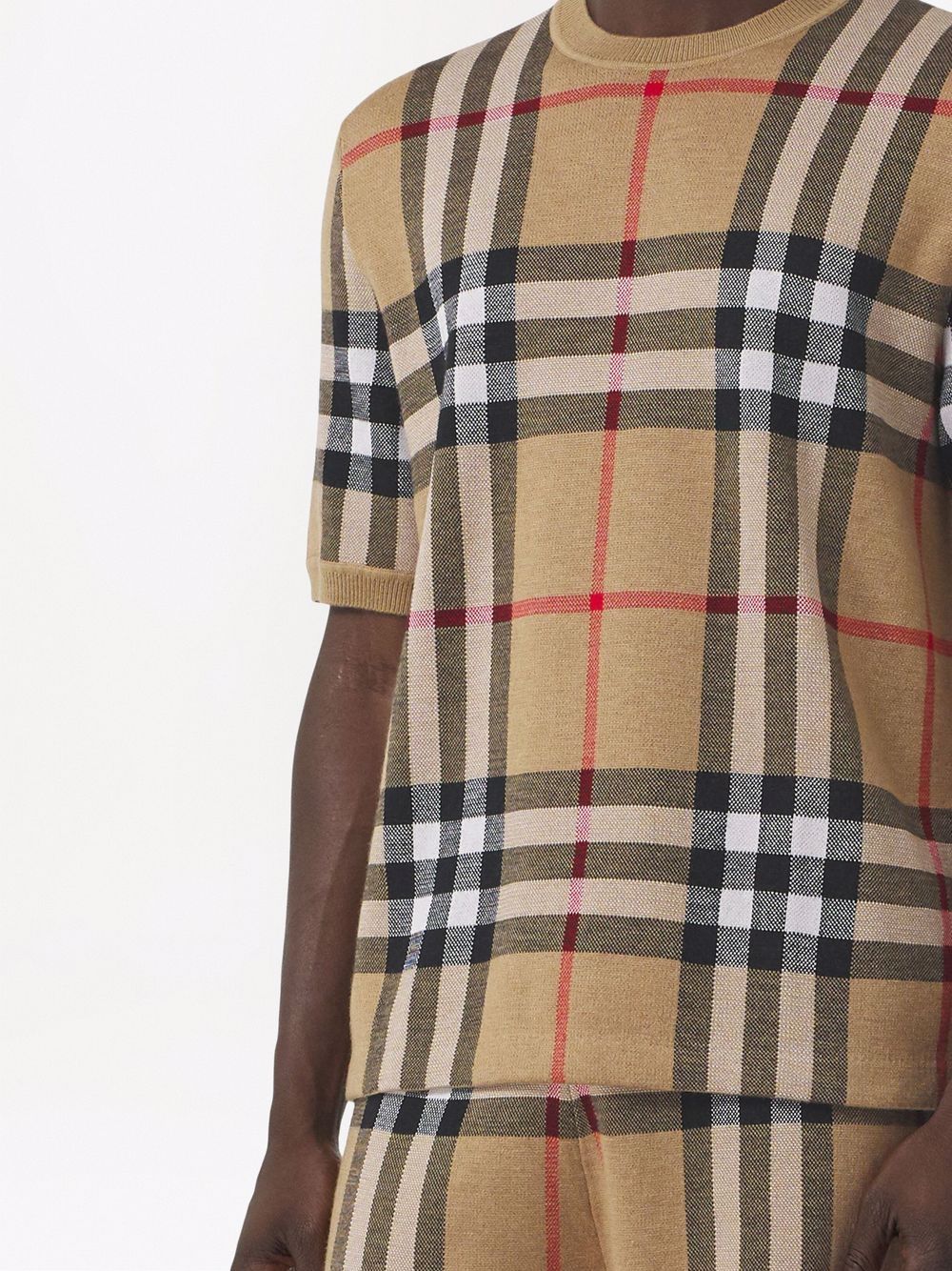 Shop Burberry Check Motif Wool T-shirt In Black