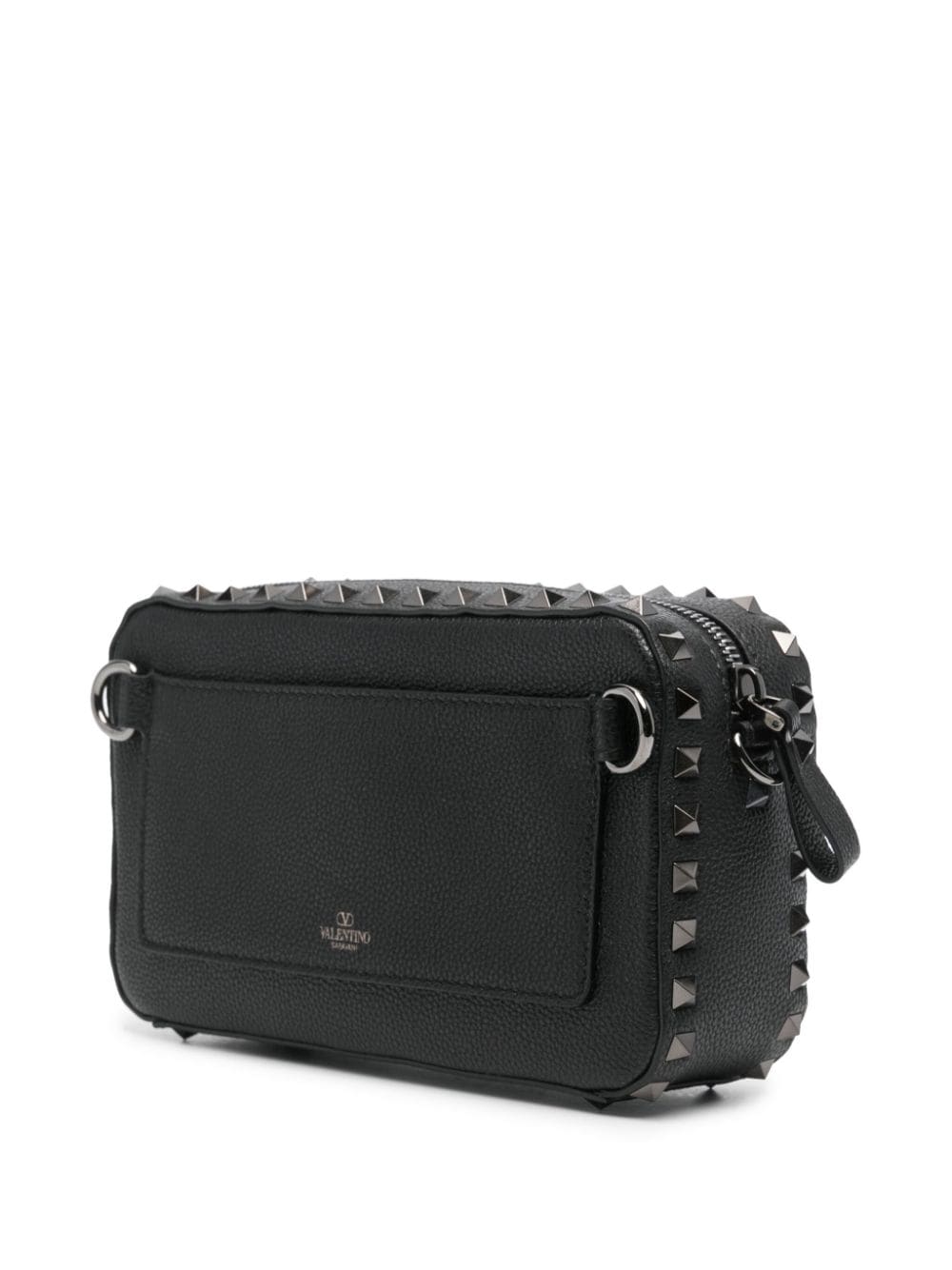 Shop Valentino Rockstud Leather Crossbody Bag In Black