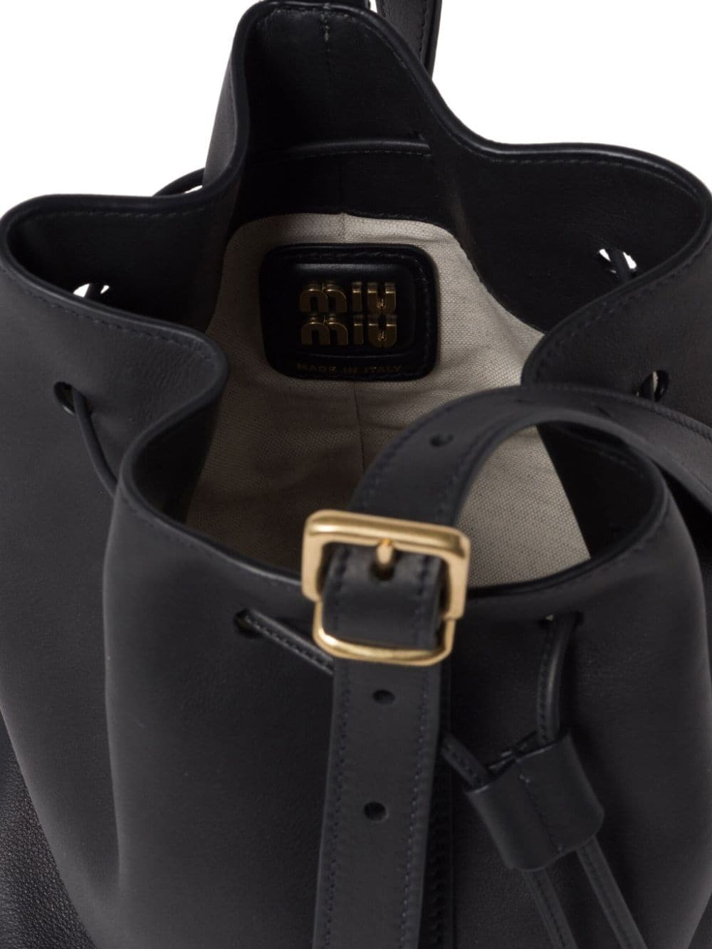 MIU MIU LOGO LEATHER BUCKET BAG