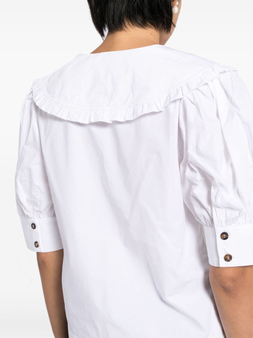 Shop Ganni Organic Cotton Blouse In White