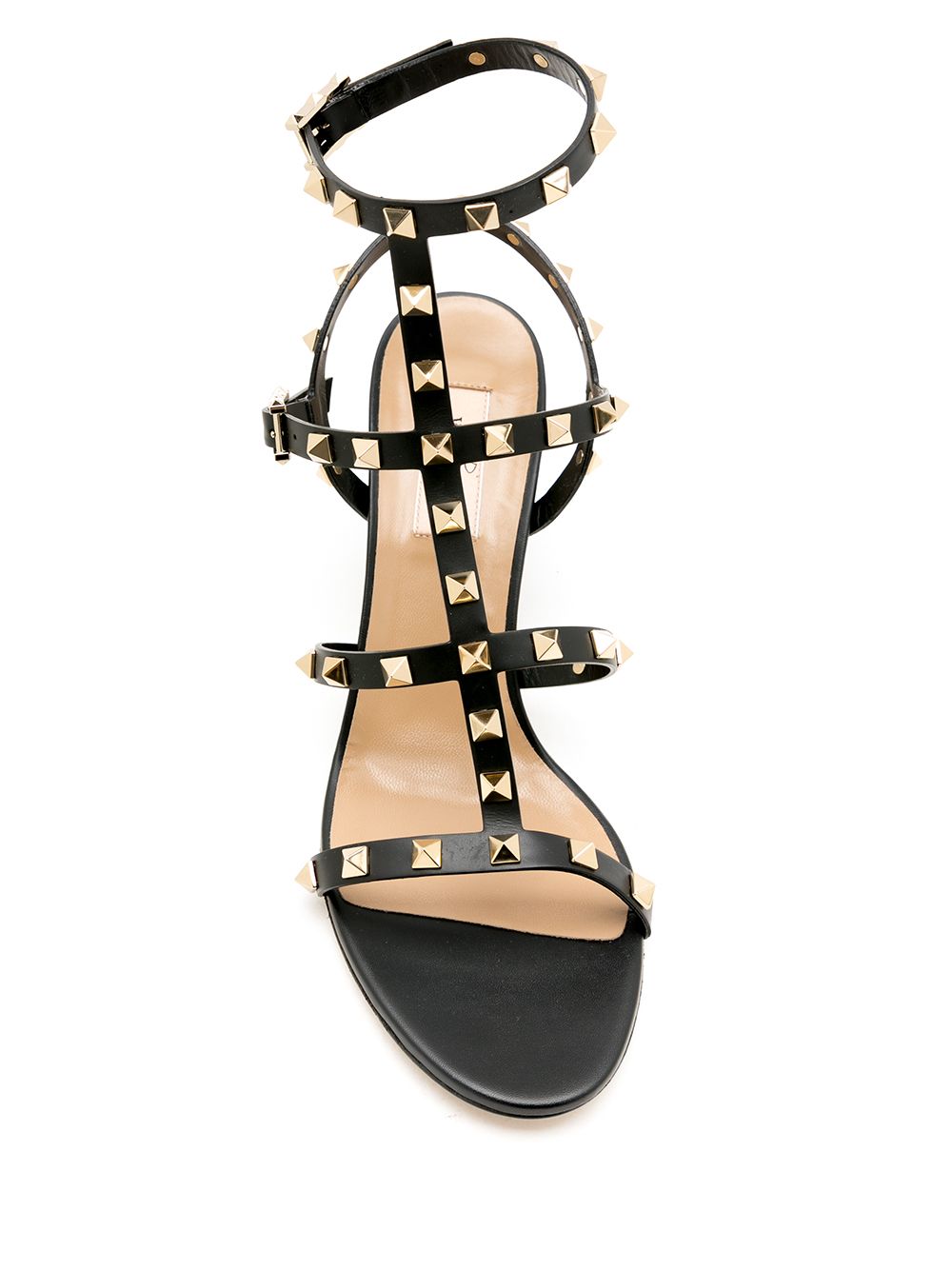 Shop Valentino Rockstud Leather Sandals In Black