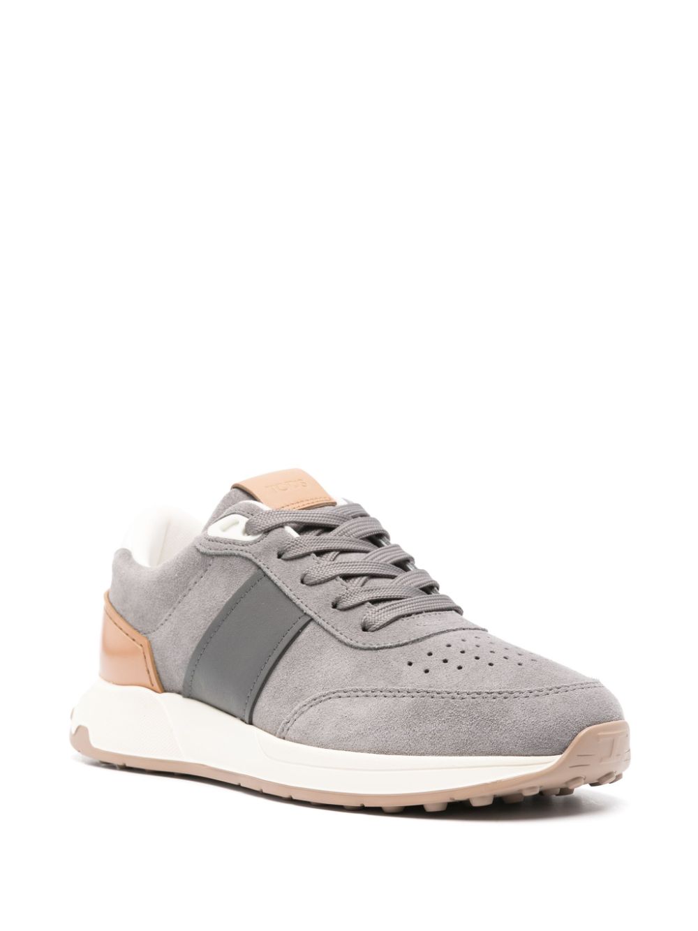 Shop Tod's Suede Leather Sneakers In Grey