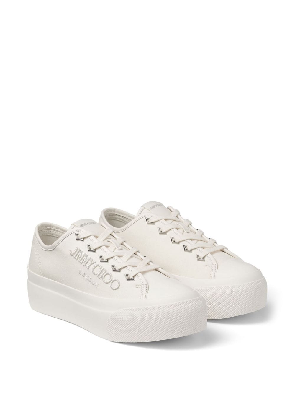 Shop Jimmy Choo Palma Maxi Canvas Sneakers In White
