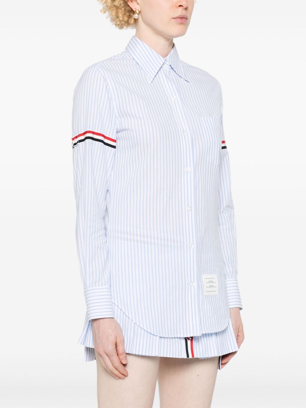 Shop Thom Browne Rwb Cotton Shirt In Blue