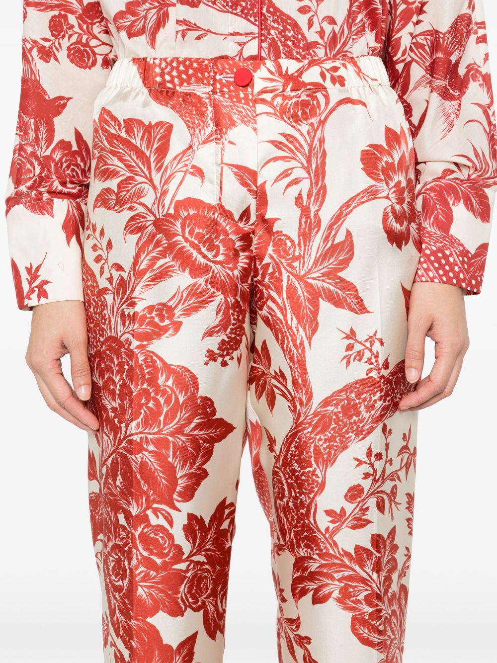 Shop F.r.s For Restless Sleepers Printed Silk Trousers In Red