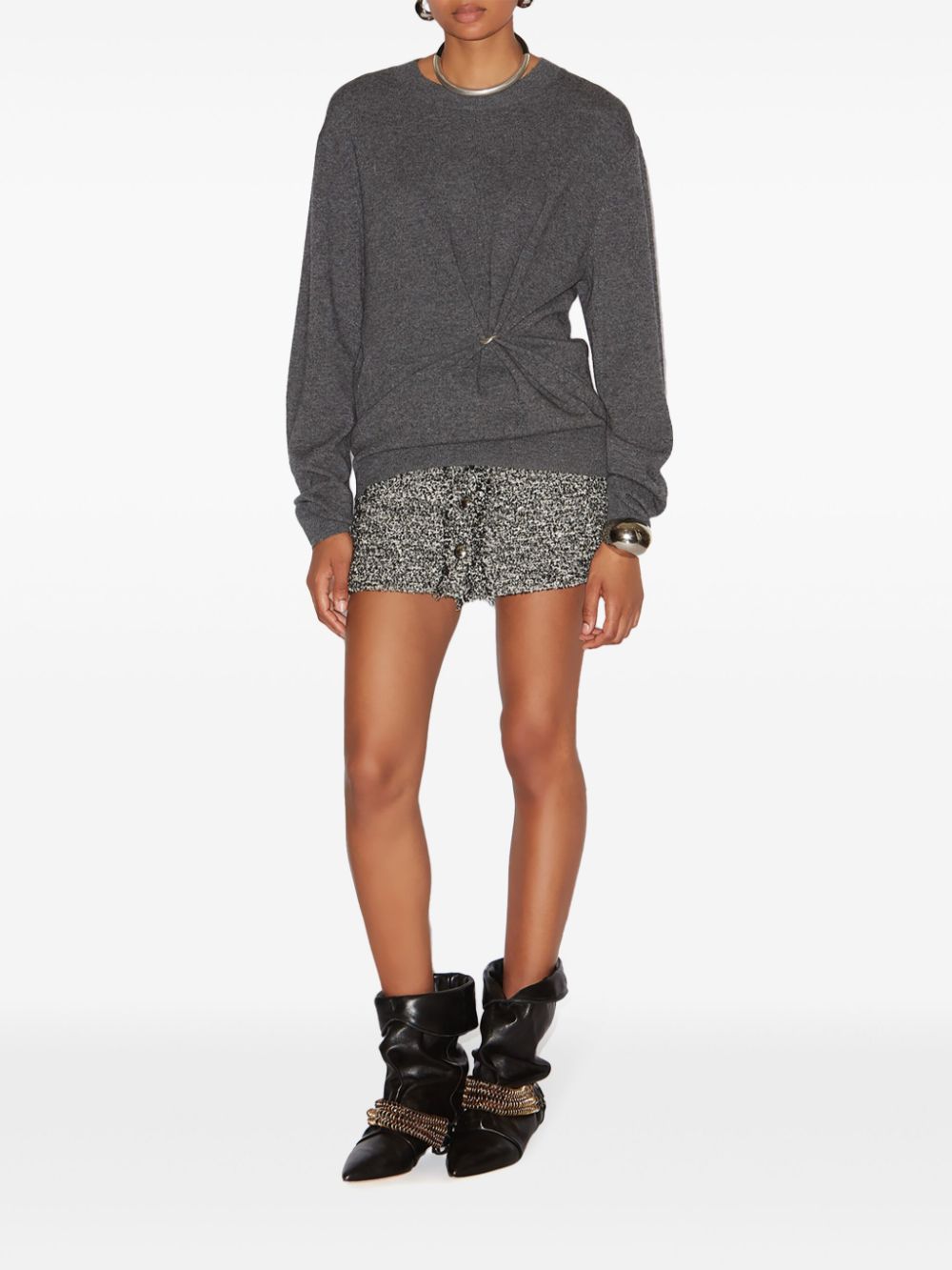 Shop Isabel Marant Ilaria Wool And Cashmere Blend Sweater In Grey