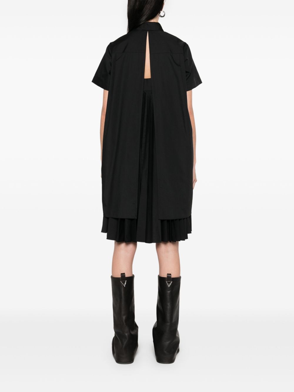 Shop Sacai Cotton Shirt Dress In Black