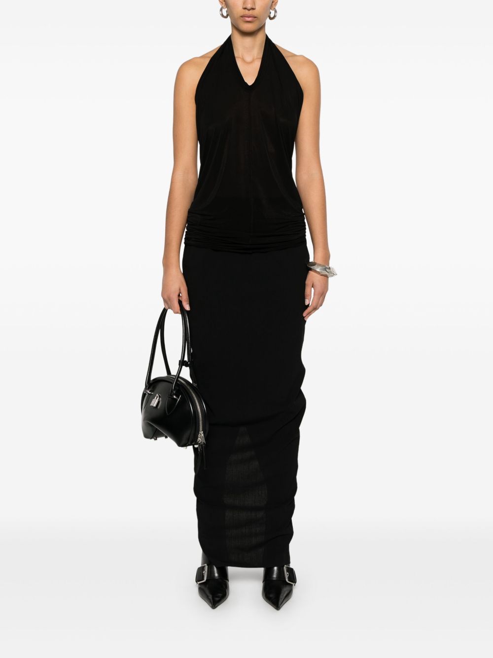 Shop Rick Owens Soft Pillar Wool Long Skirt In Black