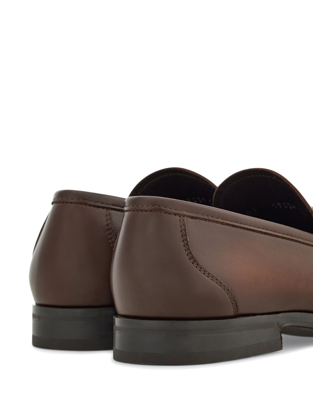 Shop Ferragamo Gancini Leather Loafers In Brown