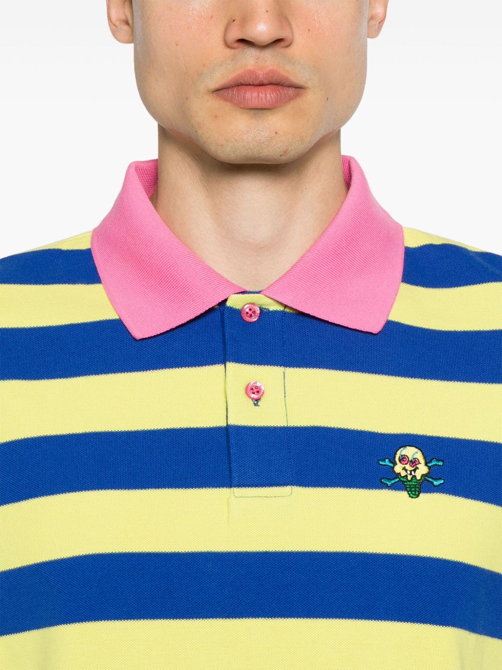 Shop Icecream Cones And Bones Striped Polo Shirt In Green