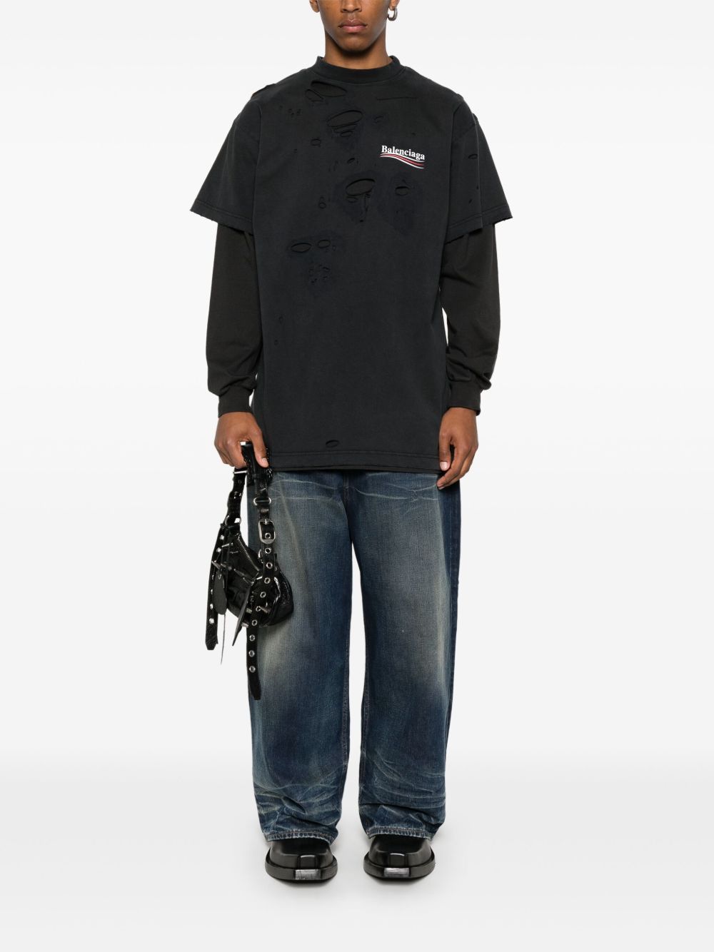 Shop Balenciaga Political Campaign Cotton T-shirt In Black