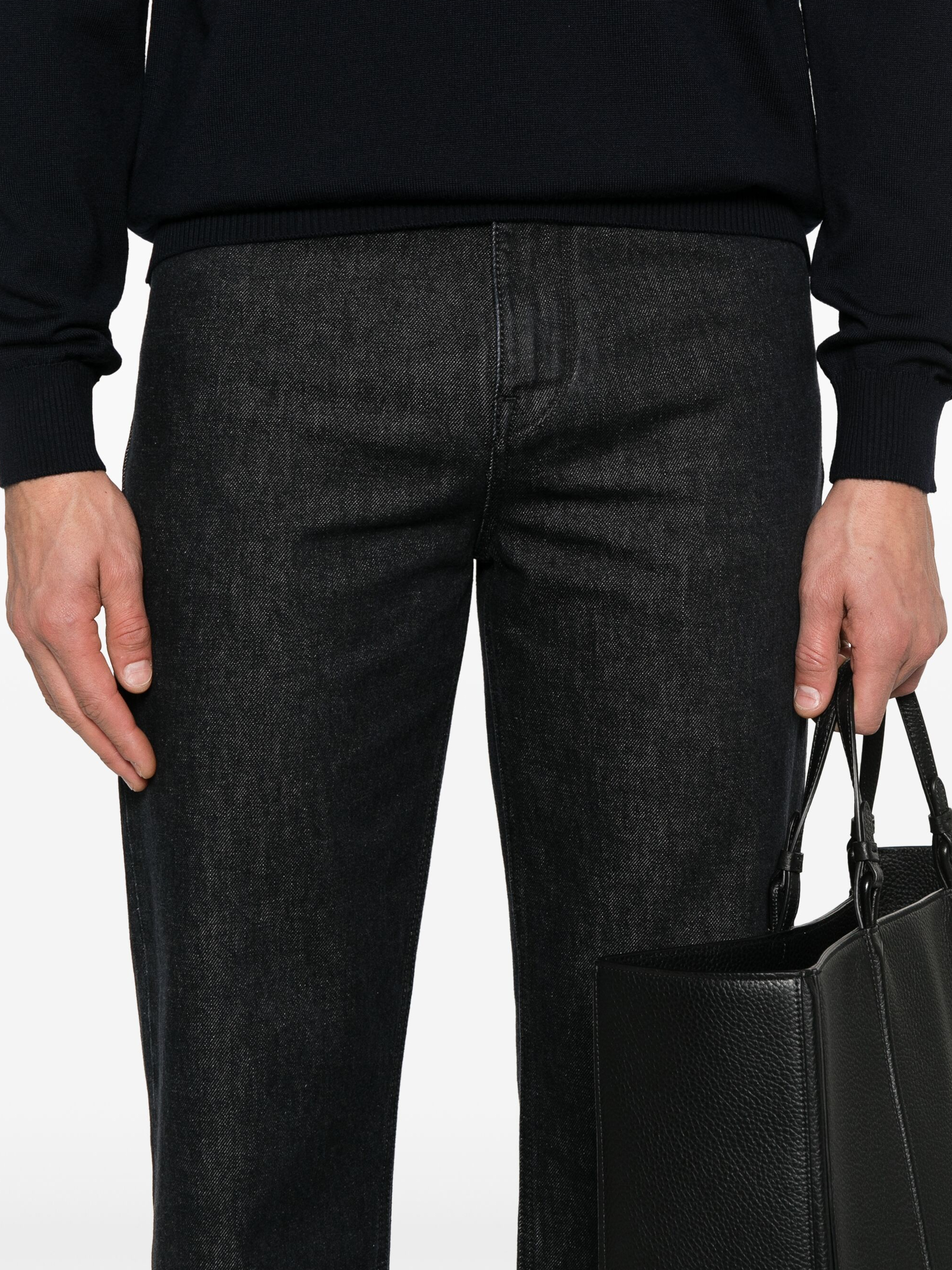Shop Fendi Straight Jeans In Black