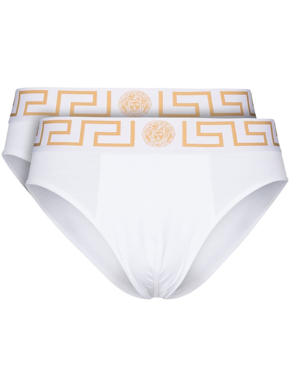 VERSACE- Cotton Blend Greca Border Briefs Set- Man-  - White