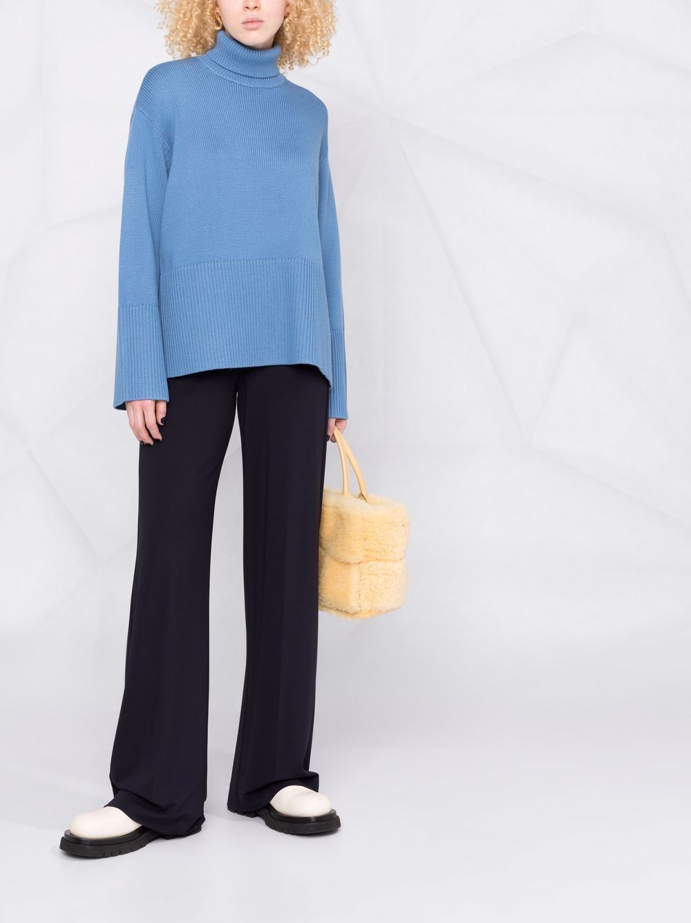 slouchy wool blend ribbed turtleneck